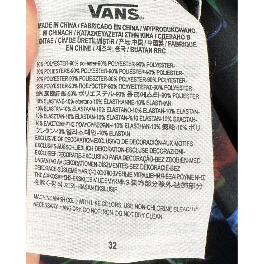 NEW Vans Swim Trunks Mens 32 Black Blue Tropical Floral Striped Board Shorts